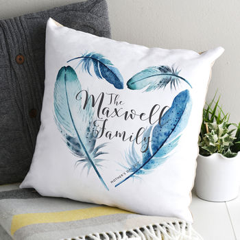 Personalised Watercolour Feather Cushion, 3 of 7