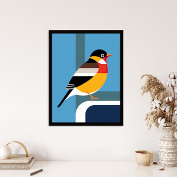 Feel Good Finch Robin Bird Geometric Wall Art Print, 4 of 6