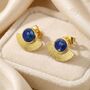 Sapphire September Birthstone Gold Plated Fan Earrings, thumbnail 1 of 3