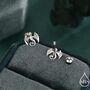 Dragon Screw Back Earrings In Sterling Silver, thumbnail 1 of 11