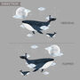 Whale, Clouds And Moon Fabric Wall Sticker, thumbnail 3 of 4