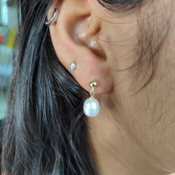 Freshwater White Pearl Minimalist Earrings, 2 of 2
