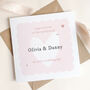 Personalised Wedding Day Card For The Newlyweds Featuring A Modern Pink And White Heart Design, thumbnail 4 of 4
