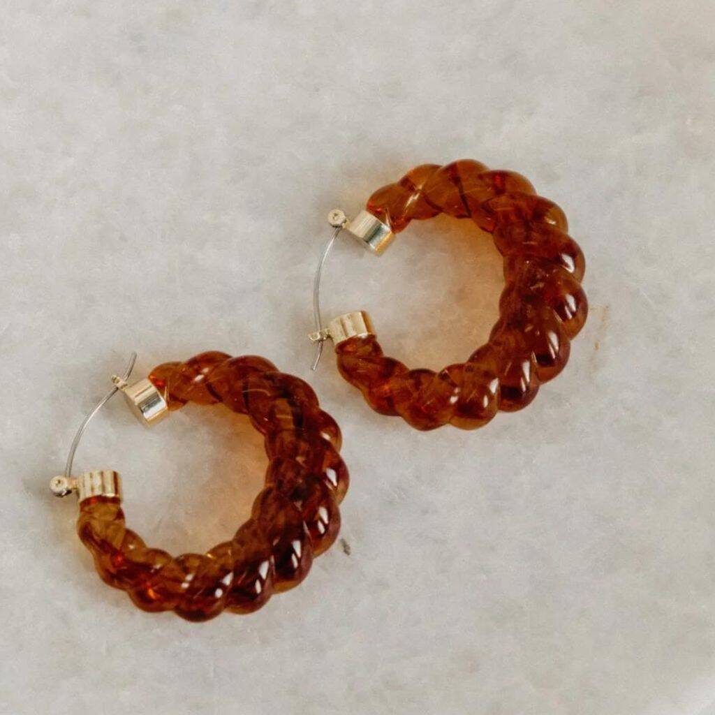 Ava Twisted Resin Hoop Earrings By Ajouter Store
