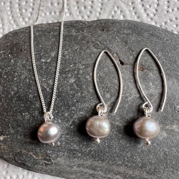 Handmade Grey Pearl Necklace And Earrings, 4 of 9