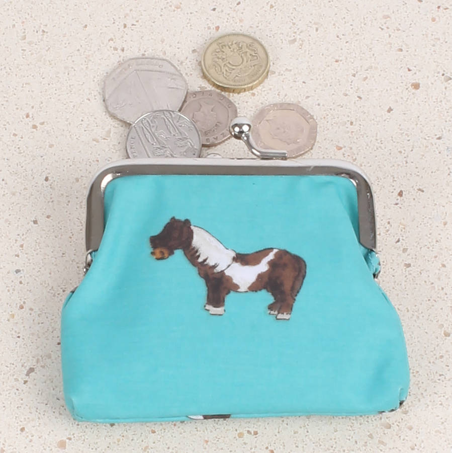blue horse coin clipper purse by milly green