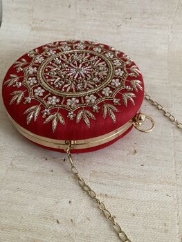 Red Circular Handcrafted Clutch Bag, 8 of 9