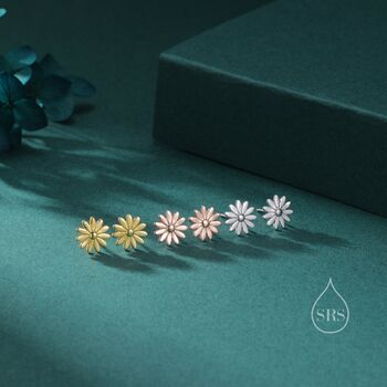 Daisy Flower Stud Earrings In Sterling Silver, 7 of 11