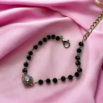 Indian Black Crystal Beads Zircon Mangalsutra Bracelet, 5 of 9