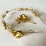 The Titania Buttonhole Gold Brass Floral Groom Lapel Pin Bouttoniere, thumbnail 3 of 3