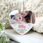 My First Christmas Photo Ceramic Heart Hanging Decoration + Gift Box, thumbnail 3 of 7