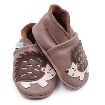 Dotty Fish Hedgehog Soft Leather Baby Shoes With Barefoot Soles, 4 of 7