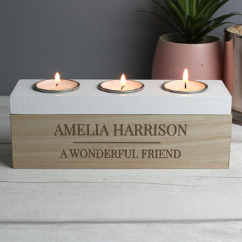 Personalised Wooden Tealight Holder Box, 5 of 6