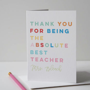 Thank You Teacher Or Teaching Assistant Card By Sweetlove Press ...