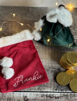 Personalised Small Velvet Christmas Santa Sack, 2 of 3