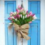 Tulip And Grapevine Basket Door Spring Wreath, thumbnail 1 of 11