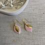 Pink Ceramic Leaf Earrings Gold Plated, thumbnail 5 of 7