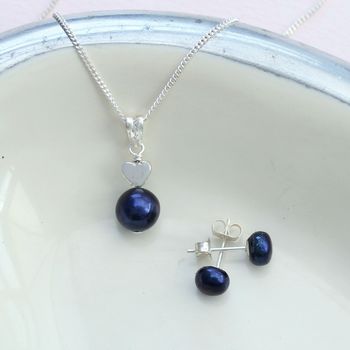 Blue Peacock Pearl Pendant With 6mm Stud Set, 3 of 8