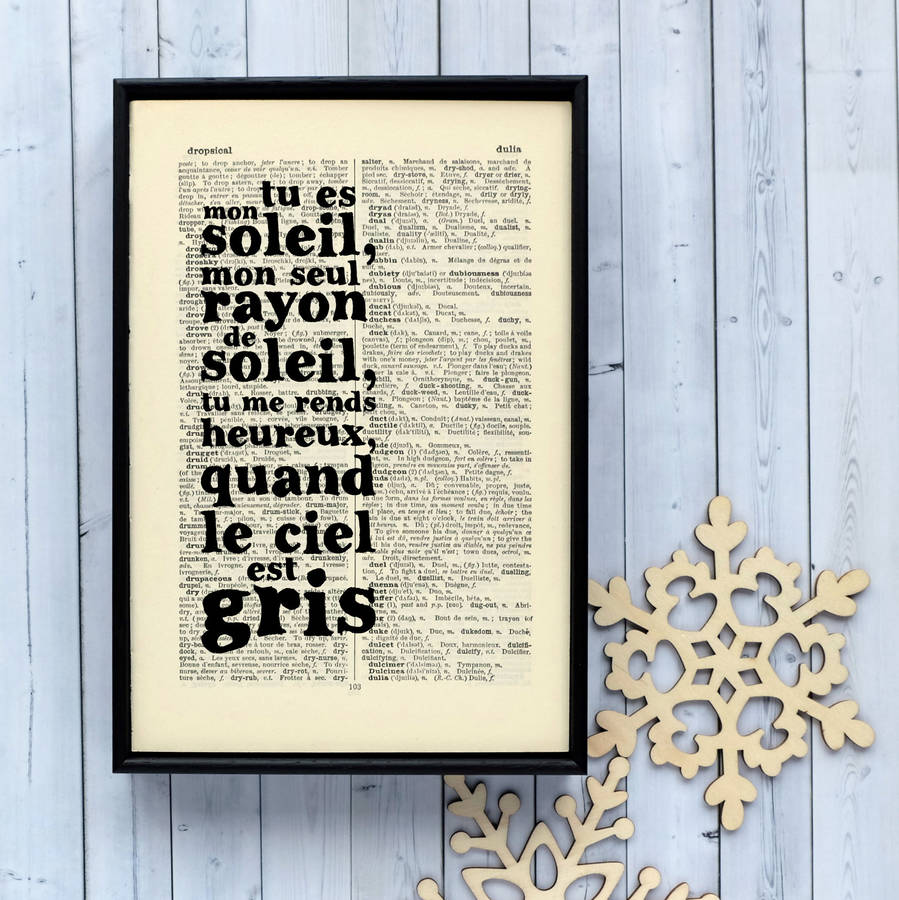'You Are My Sunshine' French Book Art By Bookishly