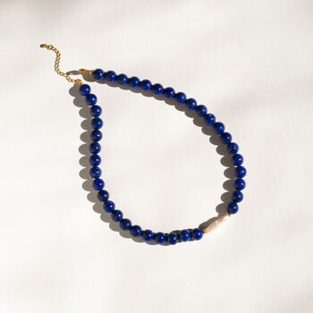 Lapis Lazuli And Keshi Pearl Necklace, 7 of 9