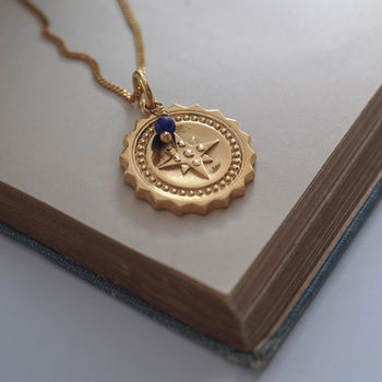 Compass Grande With Lapis Necklace In Silver Or Gold, 4 of 7