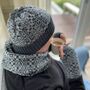 Mens Lambswool Knitted Beanie Hat Geometric Pattern, thumbnail 5 of 10