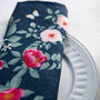 Luxury Linen Like Floral Napkins Rose Garden Navy Blue, thumbnail 2 of 6