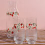 Hand Painted Strawberry Ribbed Highball Glasses Pair, thumbnail 4 of 7