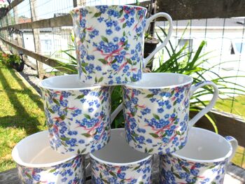 Set Of Six China Palace Mugs In Forget Me Knot Chintz Design, 2 of 8