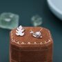 Sterling Silver Mismatched Snail And Monstera Leaf Stud Earrings, thumbnail 1 of 9