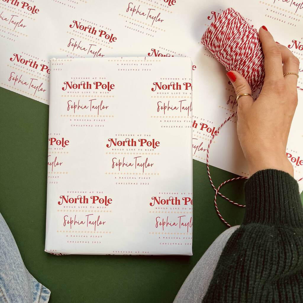 Personalised First Christmas North Pole, Wrapping Paper By Heather Alstead  Design