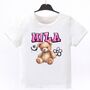 Personalised Pink Graffiti Teddy Bear Print Baby T Shirt, thumbnail 1 of 2