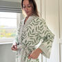 Long Cotton Kimono Large Green Leaf, thumbnail 2 of 3