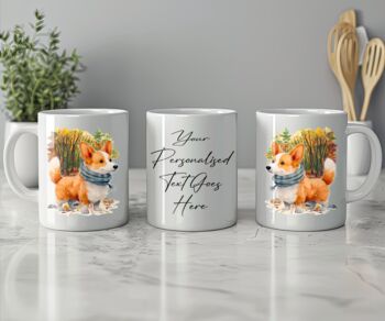 Personalised Corgi Autumn Dog Walk Keepsake Gift Mug, 2 of 2