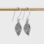 Silver Fingerprint Leaf Drop Earrings, thumbnail 1 of 6