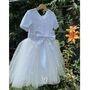 Lace Pearl Button Back With A Bow Sash Flower Girl Dress, thumbnail 1 of 11