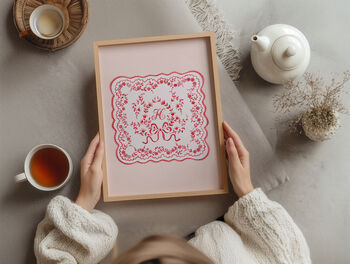 Personalised Floral And Bow Initial Print, 2 of 2