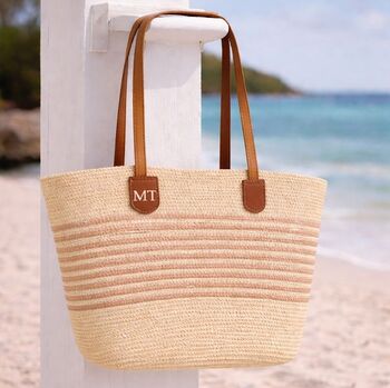 Personalised Straw Stripe Tote Bag, 2 of 2