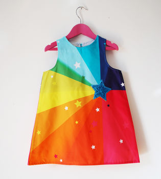 Rainbow Star Girls Handmade Dress, 5 of 8