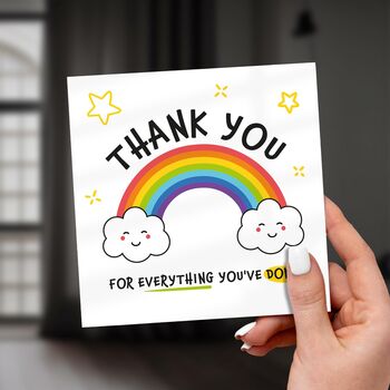 Thank You Sen Card – Rainbow Design For Keyworkers, 6 of 8