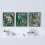 Set Of Three Jungle Animal Prints With Gold Glasses, thumbnail 2 of 8
