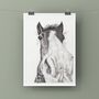 Horse Portrait Art Print In Graphite Pencil, thumbnail 1 of 3
