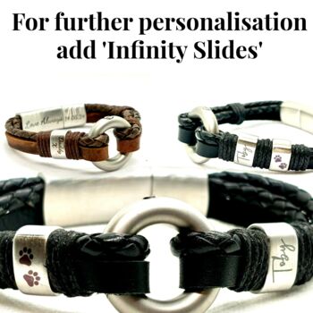 Personalised Black Leather Memorial Bracelet With 'Circle Of Life' Urn For Ashes, 4 of 8