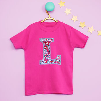 Liberty Fabric Personalised Sparkly Inital T Shirt, 2 of 2
