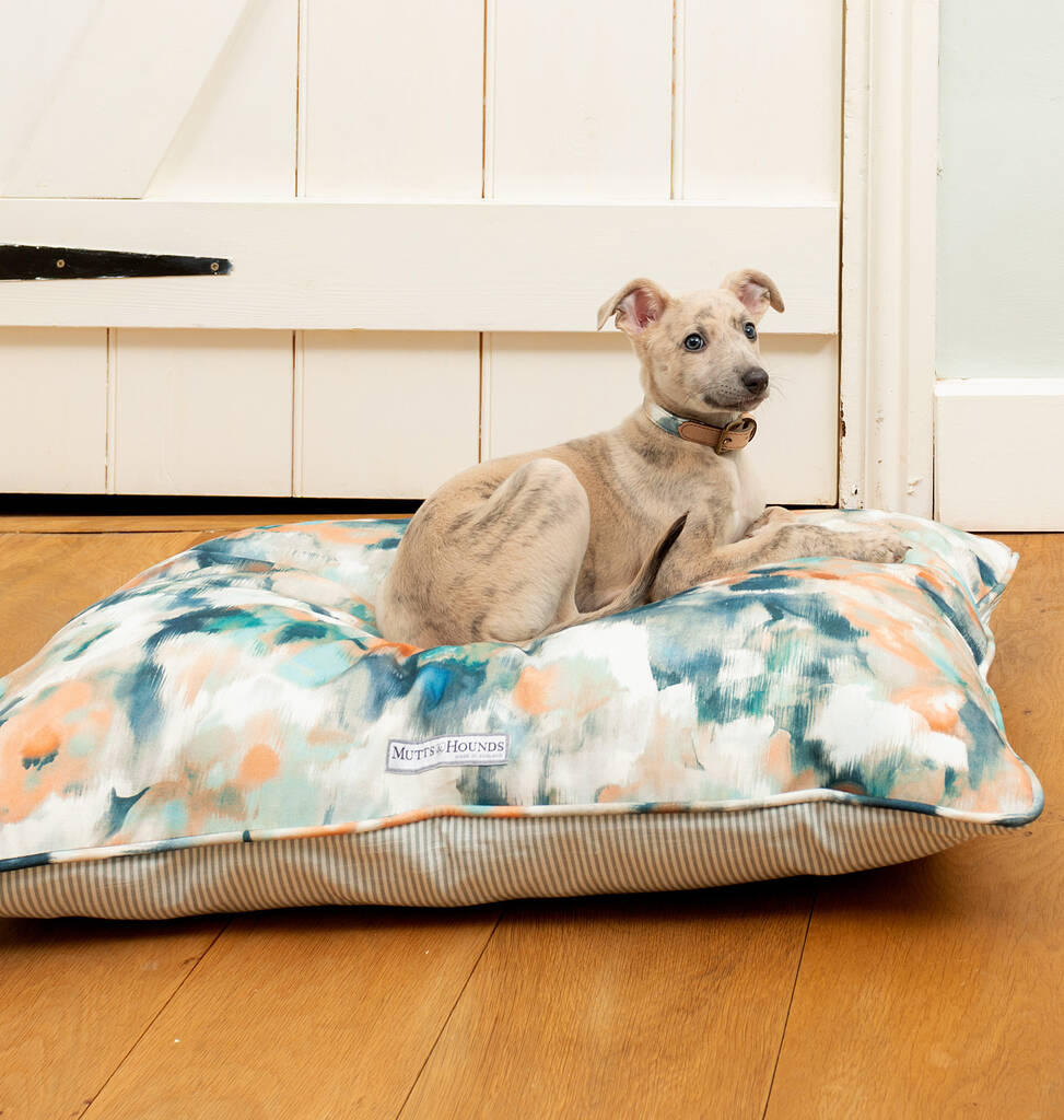Watercolour And Mineral Stripe Pillow Dog Bed By Mutts & Hounds