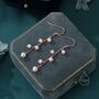 Sterling Silver Natural Freshwater Pearl Cluster Drop Dangle Earrings, thumbnail 5 of 11