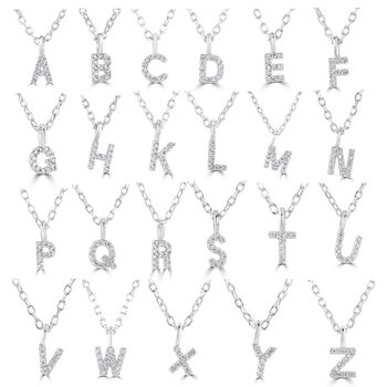 Sterling Silver Crystal Initial Necklace, 2 of 10