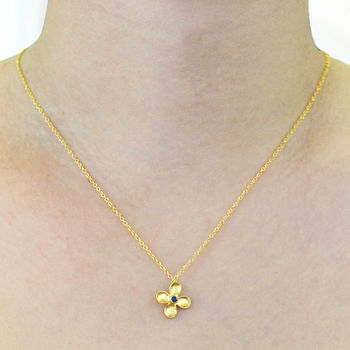 Sapphire Flower Rose/Gold Plated Silver Necklace, 3 of 4