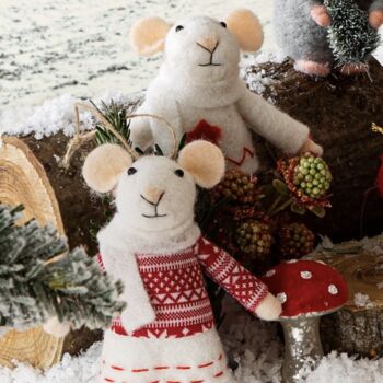 Felt Mr And Mrs Mouse In Christmas Jumpers, 2 of 6