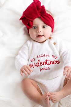 My Mummy's My Valentine Embroidered Personalised New Baby Romper In Four Colours, 5 of 12